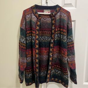 Vibrant Multicolor Cardigan Alpaca Connections 100% Peruvian Alpaca